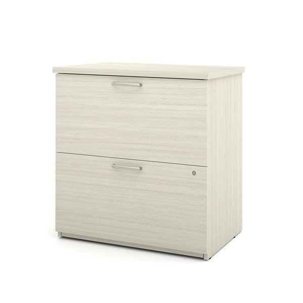 Bestar Universel 2-Drawer File Cabinet with Silver Handles, White Chocolate