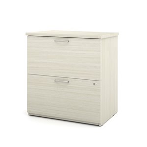 Bestar Universel 2-Drawer File Cabinet with Silver Handles, White Chocolate