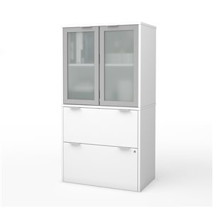 Bestar i3 Plus 2-Drawer and 2-Door File Cabinet, White