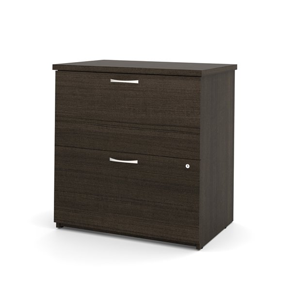 Bestar Universel 2-Drawer File Cabinet with Silver Handles, Dark Chocolate
