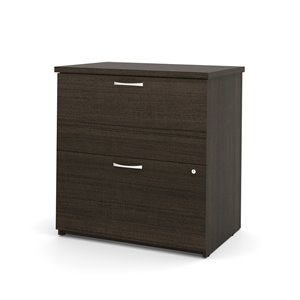 Bestar Universel 2-Drawer File Cabinet with Silver Handles, Dark Chocolate