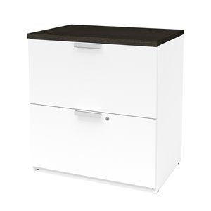 Classeur Pro-Concept Plus à deux tiroirs de Bestar, blanc et gris profond