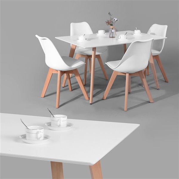 Homy Casa Rookie Natural Wood/Composite Rectangular Dining Table - 47.2-in - White