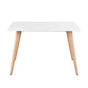 Table de salle à manger rectangulaire en bois naturel et composite Rookie de FurnitureR, 47,2 po, blanc