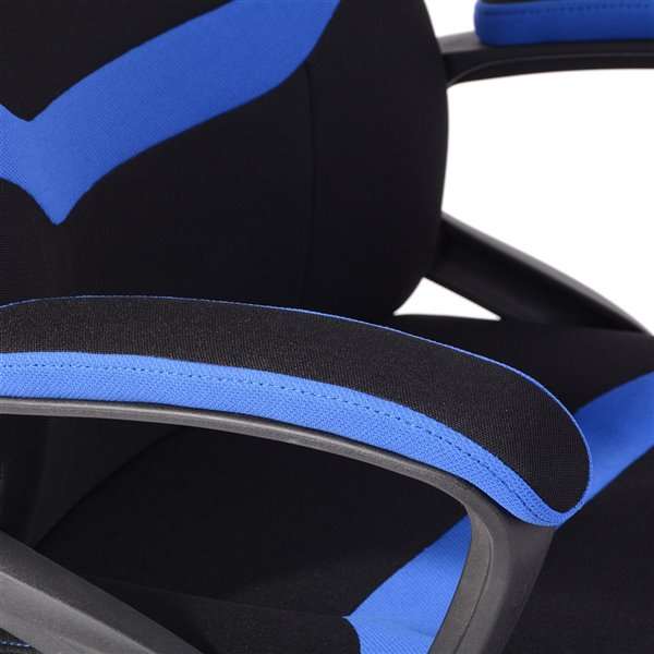 Chaise de bureau ergonomique pivotante contemporaine Trevino de FurnitureR avec hauteur ajustable, noir/bleu
