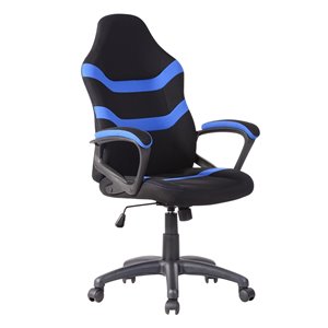 FurnitureR Trevino Contemporary Ergonomic Swivel Desk Chair with Adjustable Height - Black/Blue