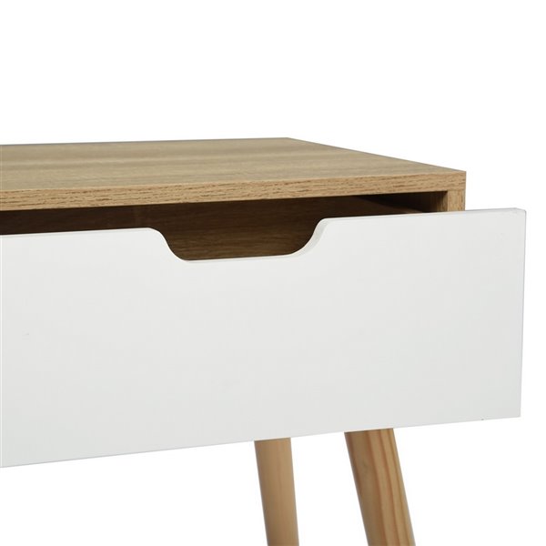 Table d'appoint rectangulaire en composite avec 1 tiroir Gessey de Homycasa, chêne/blanc