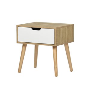 FurnitureR Gessey Composite Rectangular 1-Drawer End Table - Oak/White