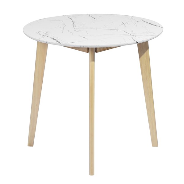 FurnitureR Currency Composite/Natural Wood Round Dining Table - 31.5-in - White
