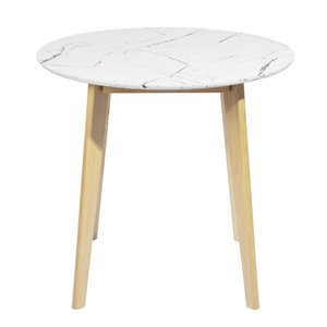 Homycasa Currency Composite/Natural Wood Round Dining Table - 31.5-in - White