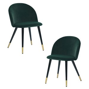 Chaise d'appoint contemporaine en velours avec pattes or/noir Zomba Diamond de Homycasa, vert foncé, 2 pièces