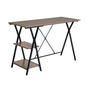 Table/bureau avec 2 étagères en composite McGhee de FurnitureR, 47,2 po x 29,1 po, brun foncé