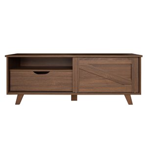 FurnitureR LatzaTV Stand with Shelves - Brown