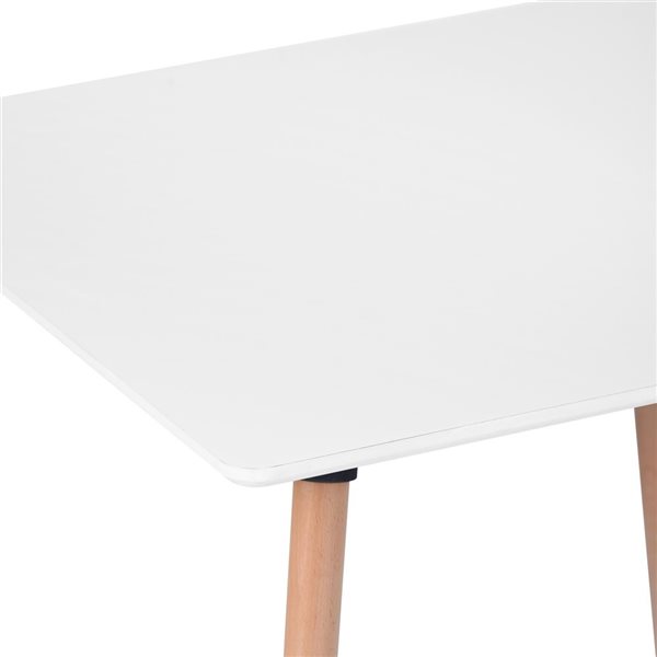 Homy Casa Rookie 31.5 in. White Square Manuefactured Wood Table Top Solid Beech Wood Legs Dining Table