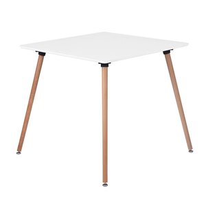 FurnitureR Rookie Composite and Beech Square Dining Table - 31.5-in - White
