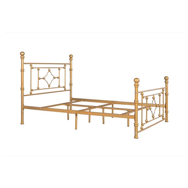 Furniturer Rayjon Queen Size Bed Frame, Gold Queen Size Bed Frame