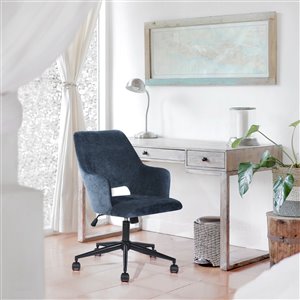 Chaise de bureau pivotante contemporaine Boga de FurnitureR avec hauteur ajustable, bleu foncé