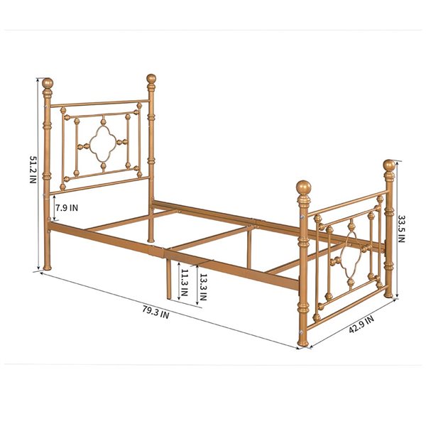Furniturer Rayjon Twin Size Bed Frame, Bed Frame Size For Twin