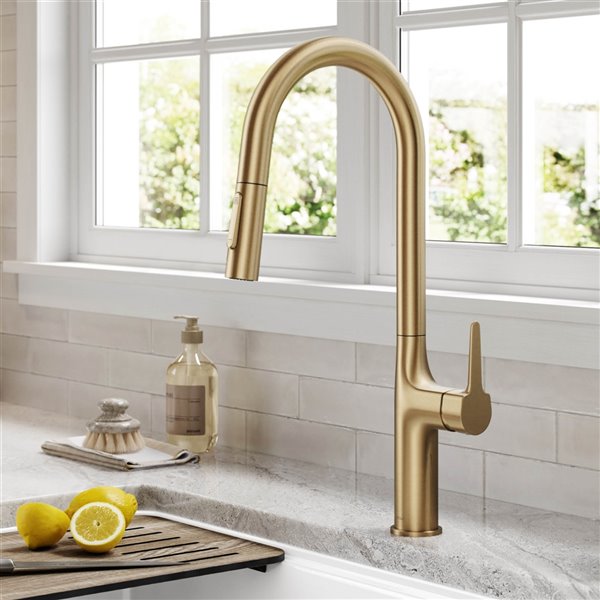 Kraus Oletto Pull-Down Single Handle Faucet in Brushed Gold
