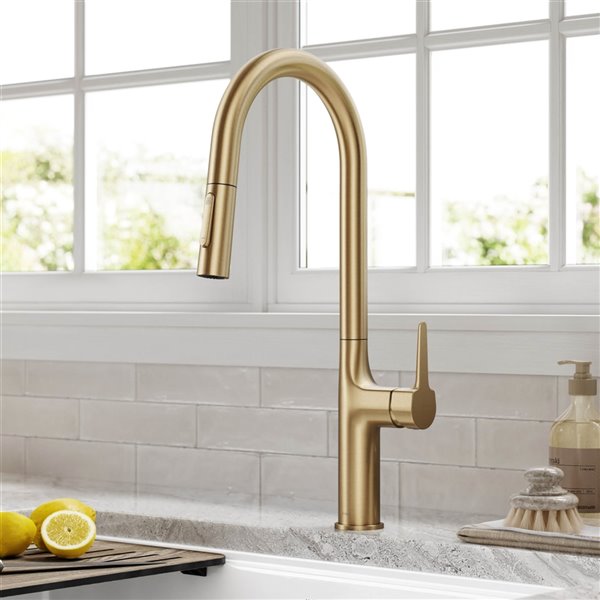 Kraus Oletto Pull-Down Single Handle Faucet in Brushed Gold
