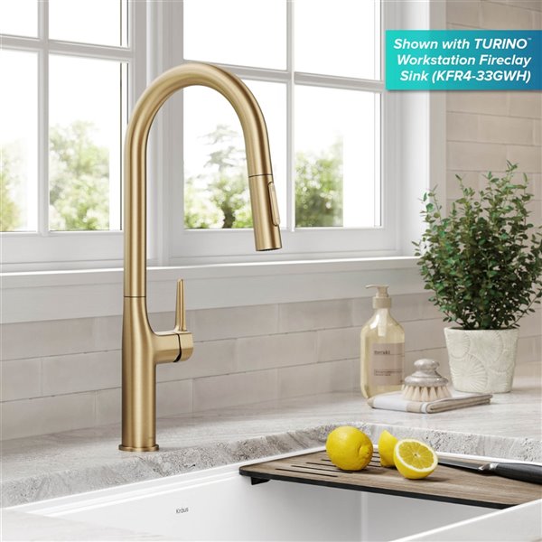 Kraus Oletto Pull-Down Single Handle Faucet in Brushed Gold