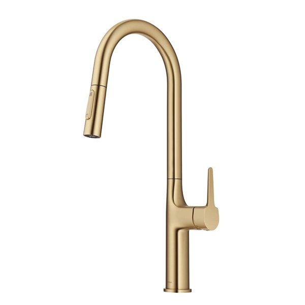 Kraus Oletto Brushed Brass Single Handle Pull-down Kitchen Faucet in the  Kitchen Faucets department at