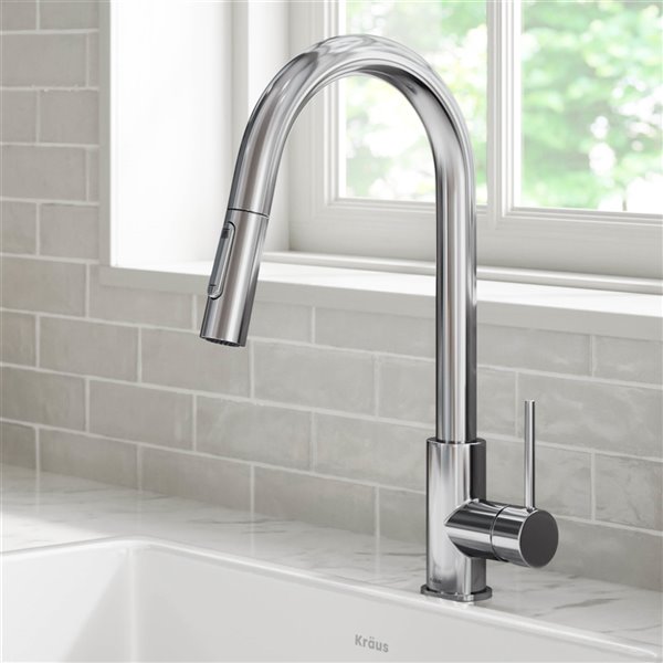 Kraus Oletto Pull-Down Single Handle Kitchen Faucet in Chrome