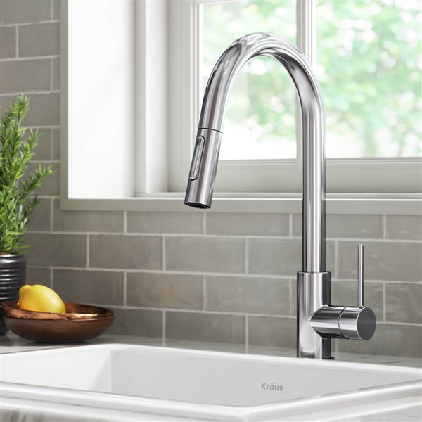 Kraus Oletto Pull-Down Single Handle Kitchen Faucet in Chrome