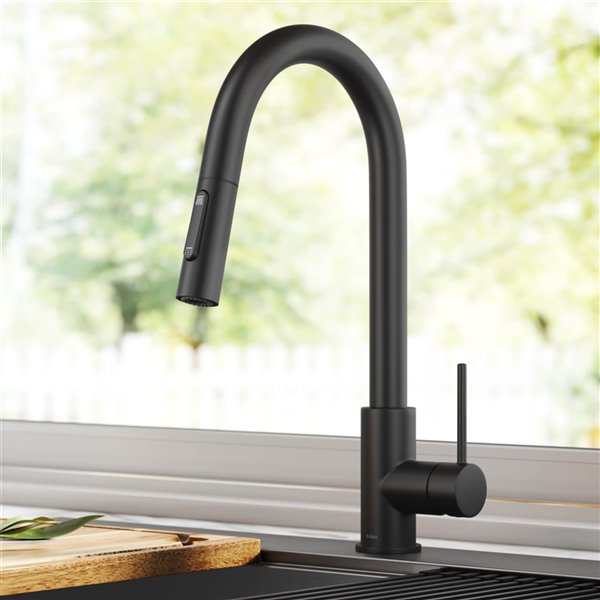 Kraus Oletto Pull-Down Single Handle Kitchen Faucet in Matte Black