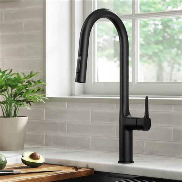 Kraus Oletto Pull-Down Single Handle Kitchen Faucet in Matte Black