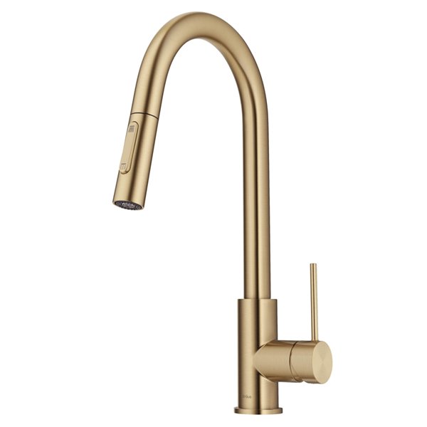 Kraus Oletto Pull-Down Single Handle Kitchen Faucet in Brushed Gold