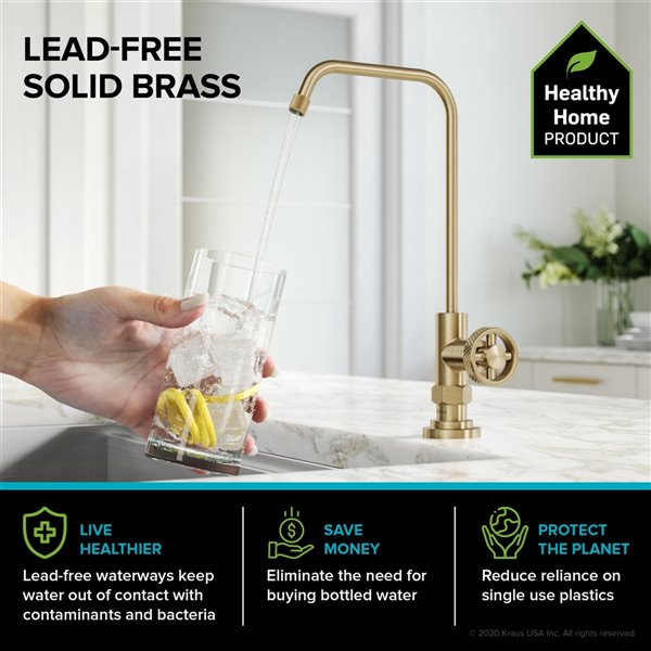 Kraus Urbix 100% Lead-Free Kitchen Water Filter Faucet in Brushed Gold