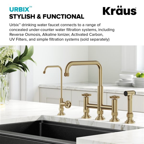 Kraus Urbix 100% Lead-Free Kitchen Water Filter Faucet in Brushed Gold