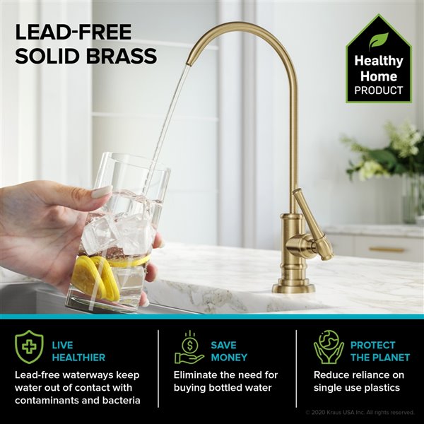 Kraus Allyn 100% Lead-Free Kitchen Water Filter Faucet in Brushed Gold