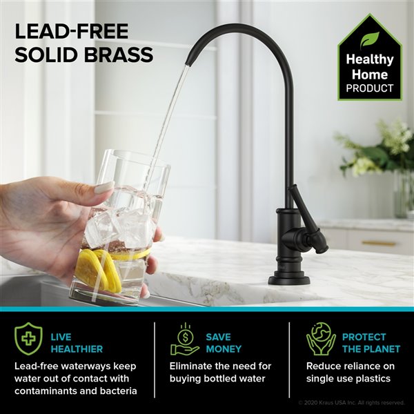 100% Lead-Free Kitchen Water Filter Faucet in Brushed Brass
