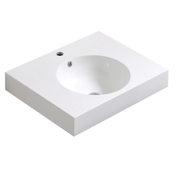 Luxo Marbre Relax 23.5in Lacquered White Single Sink Bathroom Vanity with White Cultured Marble