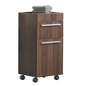 Luxo Marbre Relax Particleboard Cabinet Banks, with 1 Door and 1 Drawer, 13.75-in W x 28.75-in H x 15.75-in D, Walnut