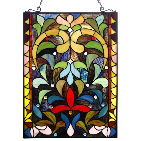 Fine Art Lighting Ltd Fine Art Lighting Tiffany Floral Stained Glass Window Panel With Metal Frame 18 In W X 24 In H Jp79 Rona