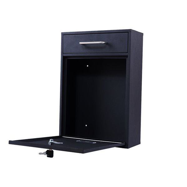 Fine Art Lighting Ltd. 16 1/8-in H x 11 1/4-in L x 4 3/4-in W Black Sand Grain Metal Wall Mount Mailbox