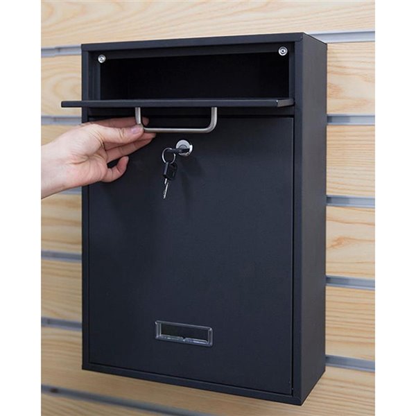 Fine Art Lighting Ltd. 16 1/8-in H x 11 1/4-in L x 4 3/4-in W Black Sand Grain Metal Wall Mount Mailbox