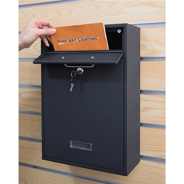 Fine Art Lighting Ltd. 16 1/8-in H x 11 1/4-in L x 4 3/4-in W Black Sand Grain Metal Wall Mount Mailbox