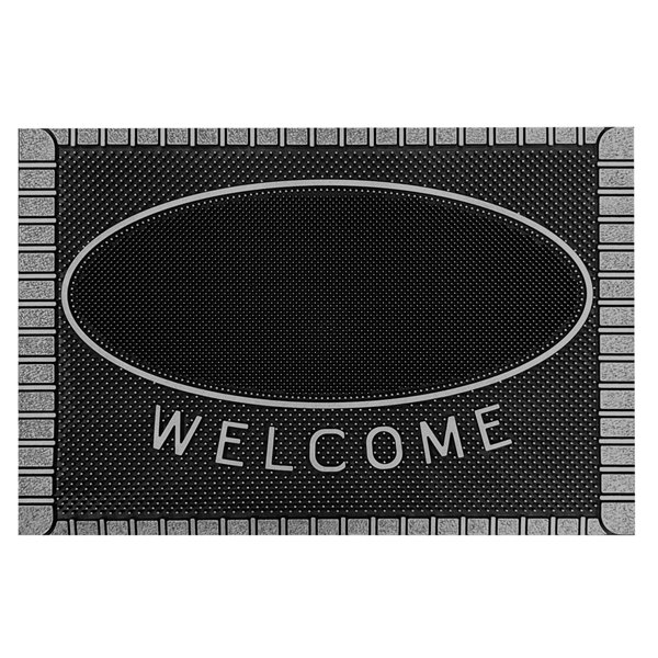 Tapis de bienvenue Friendly de Floor Choice, 39 po x 18 po, argent