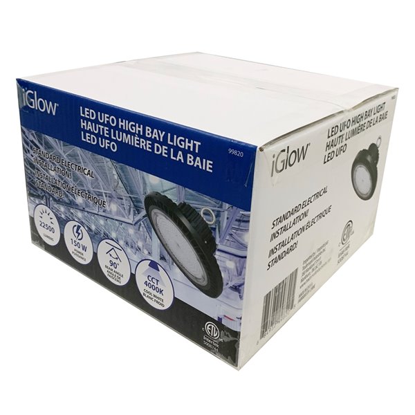 Éclairage DEL en hauteur Ovni de iGlow, 11.5 po, 150 Watts, 4000 K