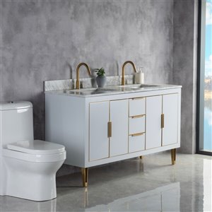 Meuble-lavabo Estelle gris/or brossé de 60 po par Jade Bath