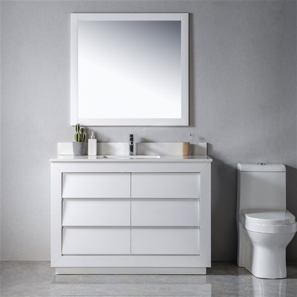 Jade Bath Jacqueline 48in White/Matte Black Single Sink Bathroom