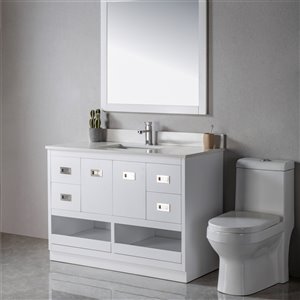 Meuble-lavabo Lisette blanc/nickel brossé de 48 po par Jade Bath