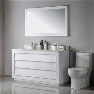 Meuble-lavabo Jacqueline blanc/noir mat de 60 po par Jade Bath