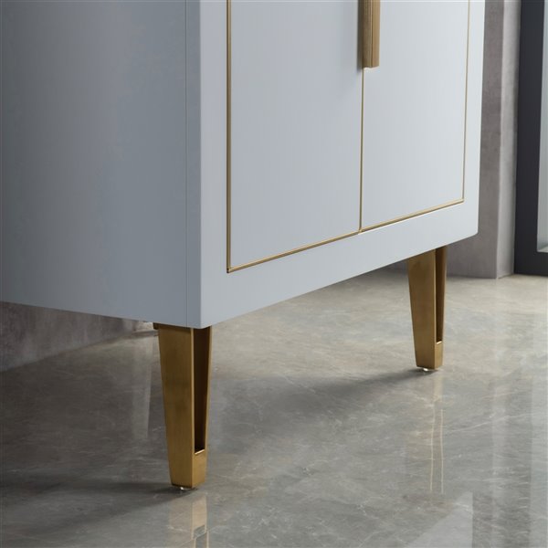 Jade Bath Estelle 29-in Soft Grey/Brushed Gold Single Sink Bathroom Vanity with Carrara Marble Top