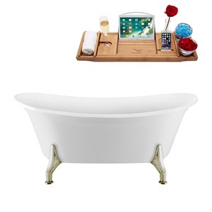 Baignoire avec plateau/drain interne de Streamline, 59 po, blanc