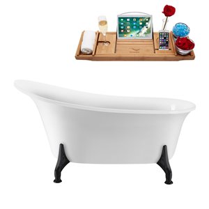 Bain et plateau avec drain interne de Streamline, 59 po, blanc
